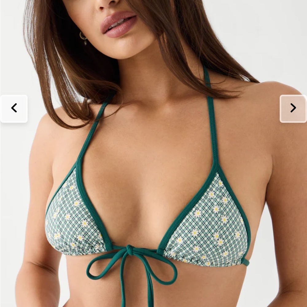 NWT Frankie’s Bikinis Coastal Halter Gingham Bikini in Orchard Picnic in Small